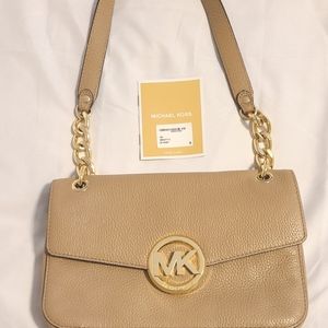 Michael Kors Shoulder Bag,  tan leather with gold hardware. NWT